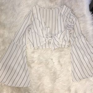 Tie knot bell sleeve shirt.